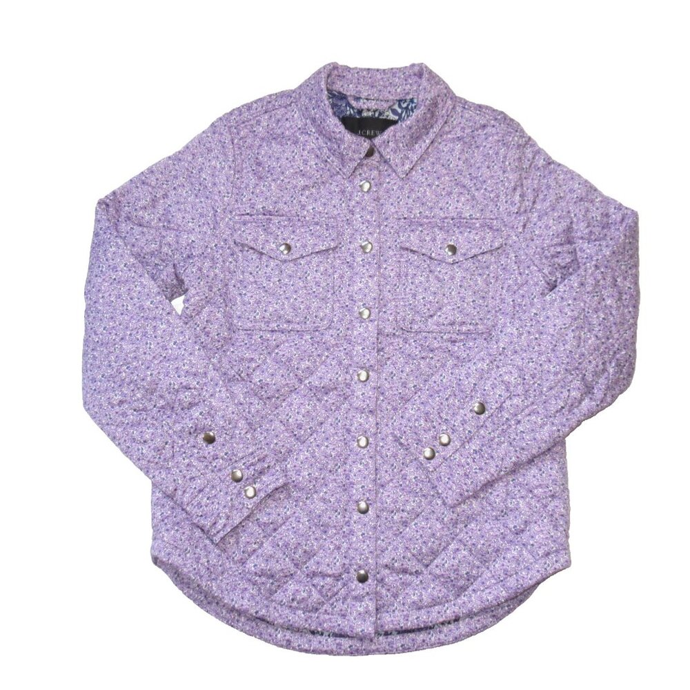 NWT J. Crew Quilted Shirt-Jacket in Dusty Mauve Mixed Floral XS - Picture 3 of 5